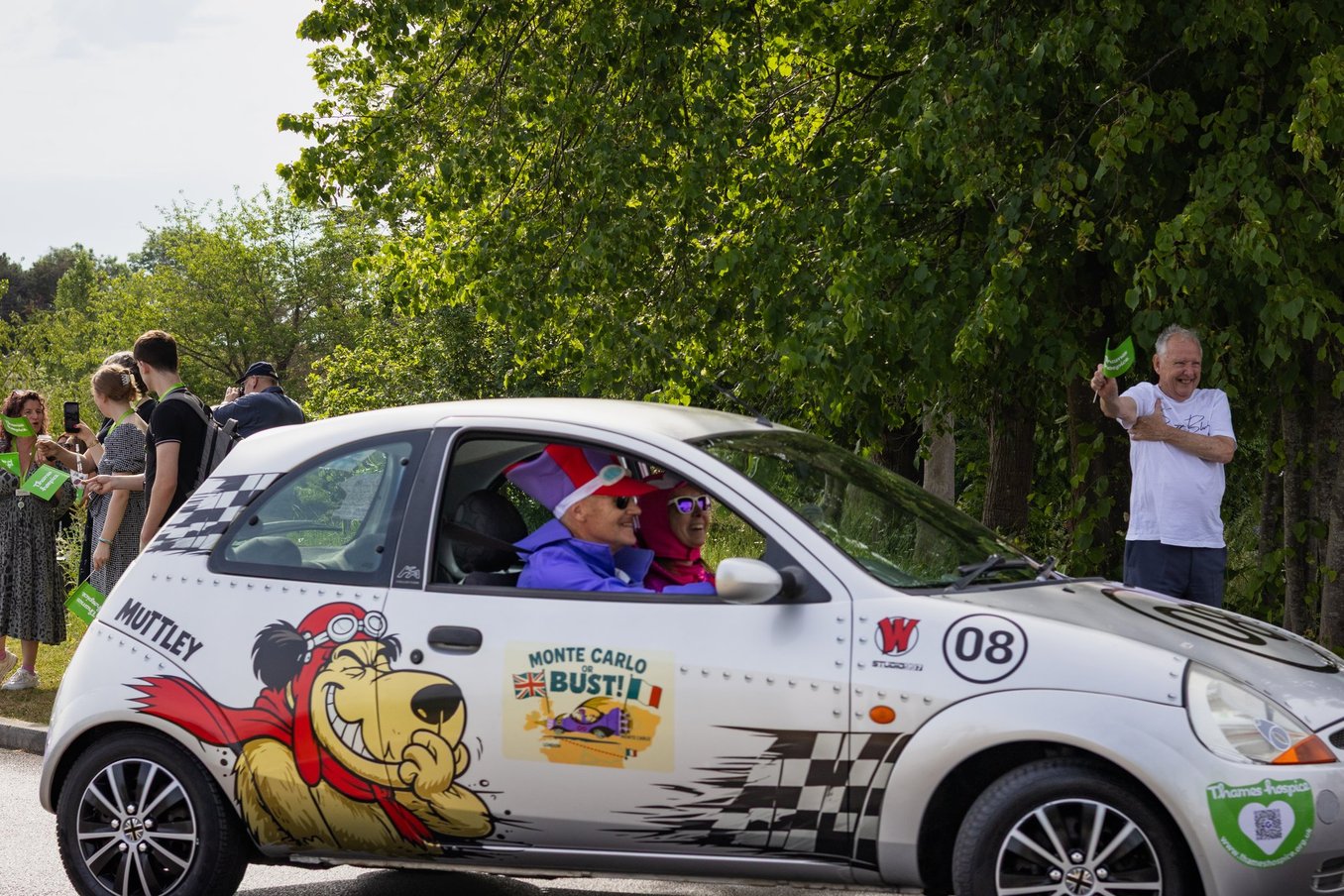 Monte Carlo or Bust themed rally car